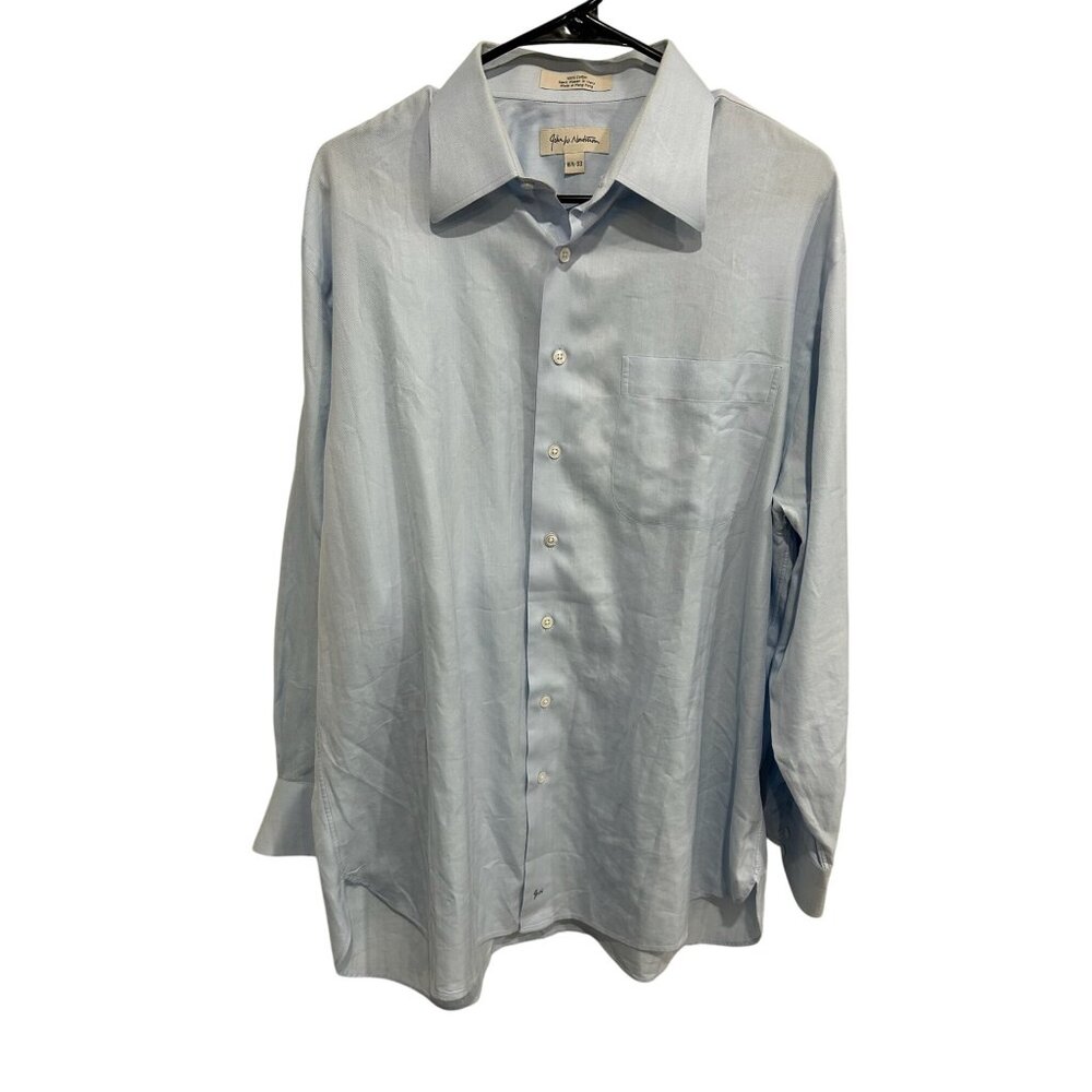 John W Nordstrom Button Front Dress Shirt Blue Sz 16.5-33 Career Professional